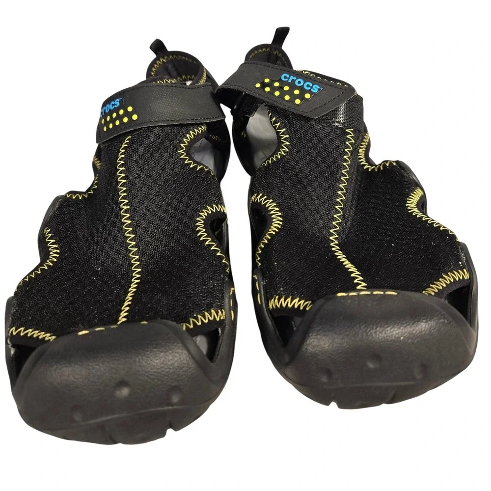 Crocs‎ Swiftwater Mesh Sandals Mens Black Yellow Water Shoes Hiking Outdoor